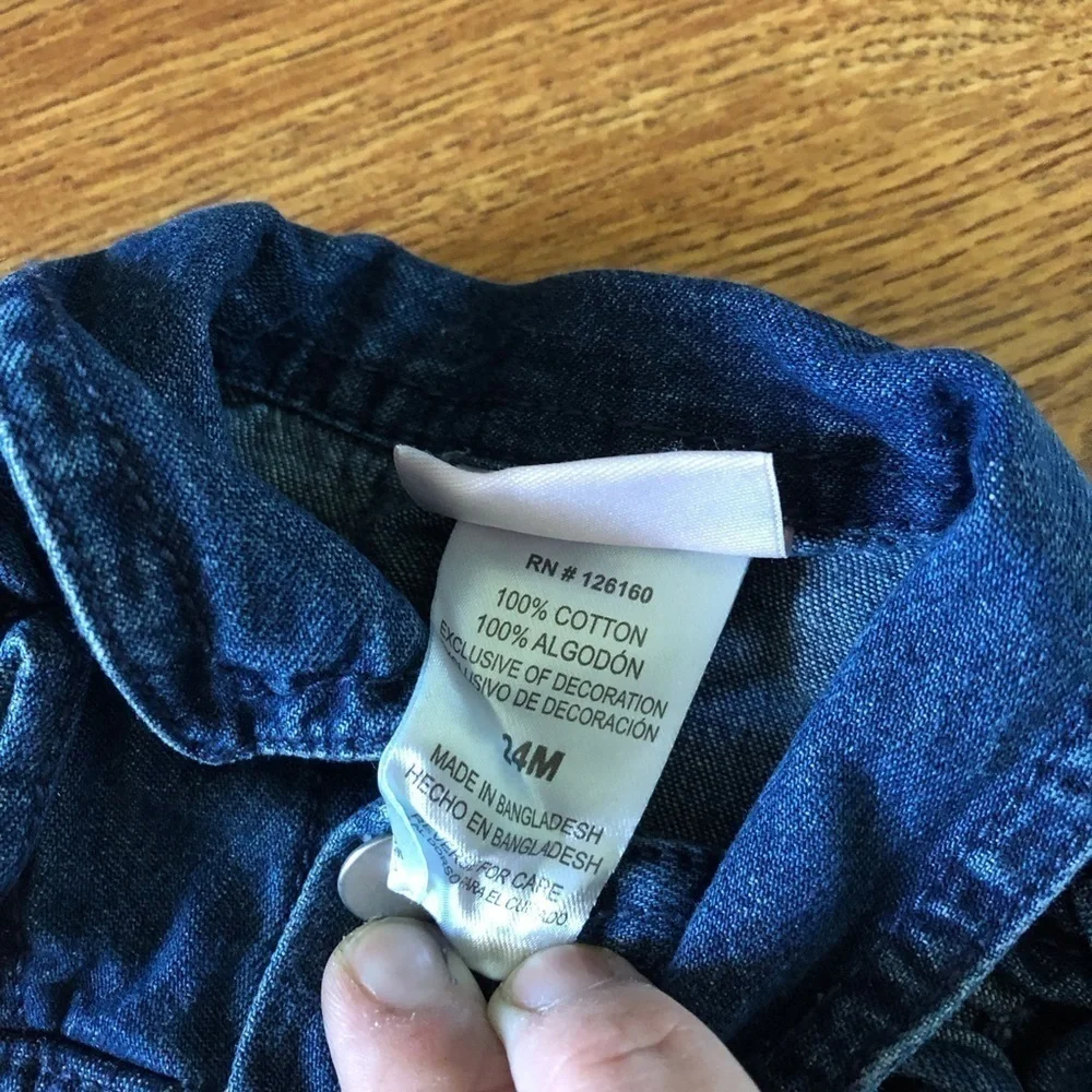 Little Lass 100% cotton button up jean vest in size 24 months
